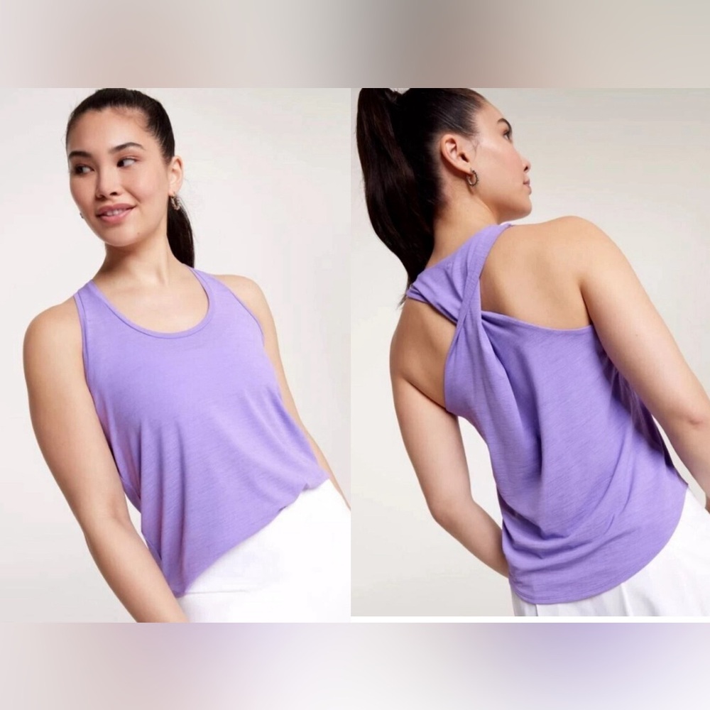 CALIA Women's Twist Back Tank Top Purple Size Large
